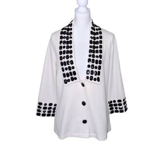 Chit Chat Blazer Small White Black Jeweled